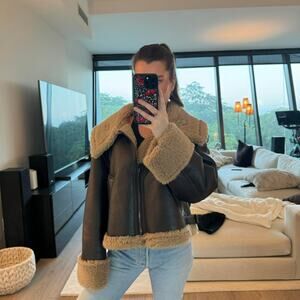 Brown faux shearling zara jacket